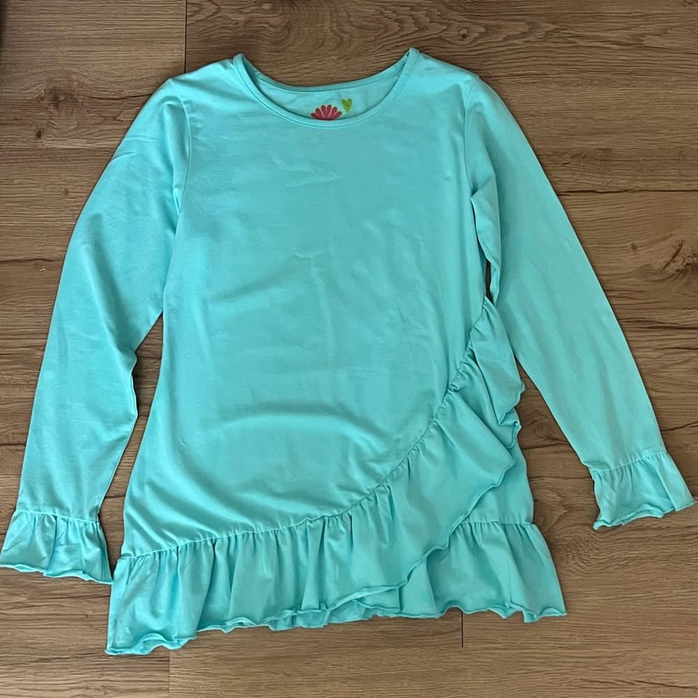Teal Ruffle Shirt